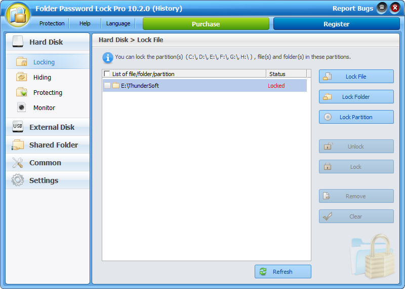 Click to view Folder Password Lock Pro 10.8.0.1 screenshot