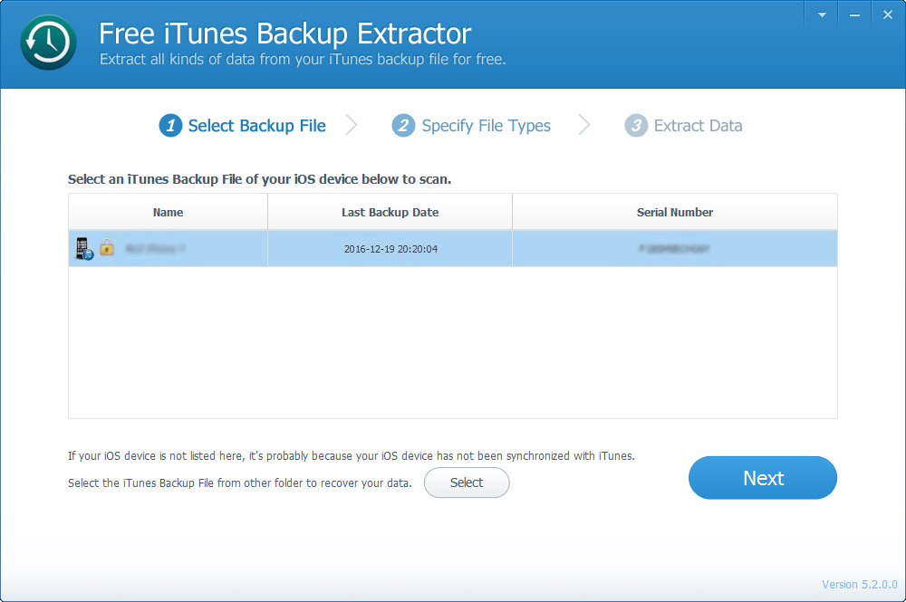 Free iTunes Backup Extractor software