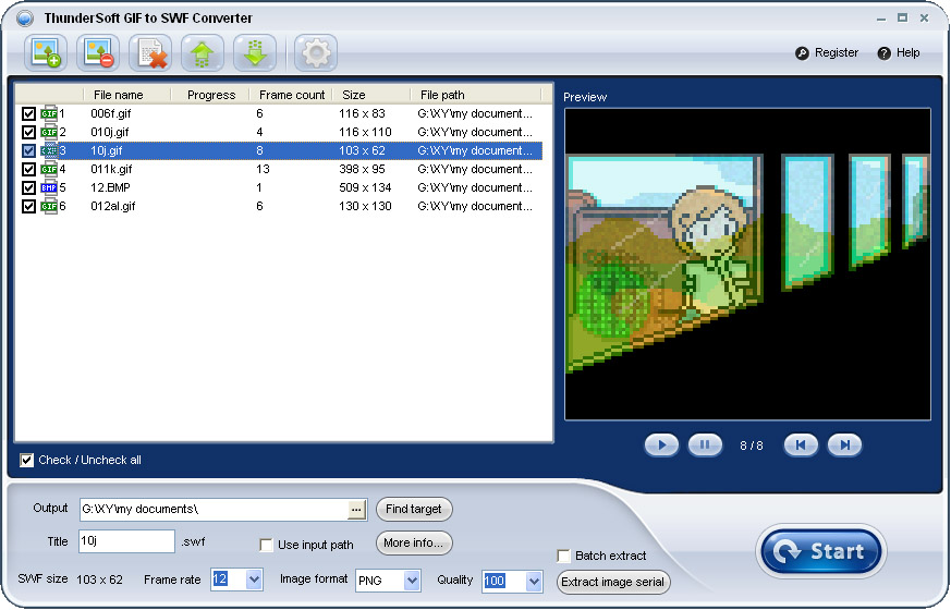 ThunderSoft GIF to SWF Converter screenshot