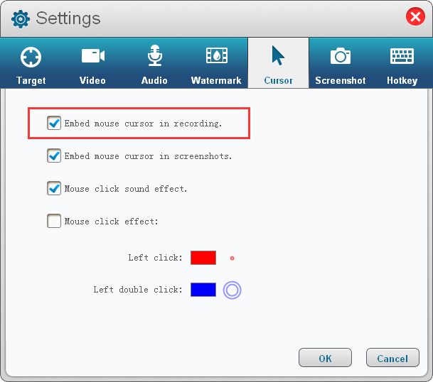 Cursor setting