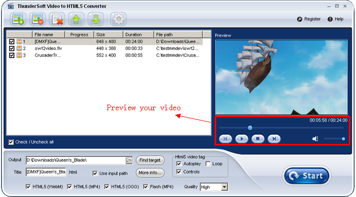 ThunderSoft Video to HTML5 Converter Free Download