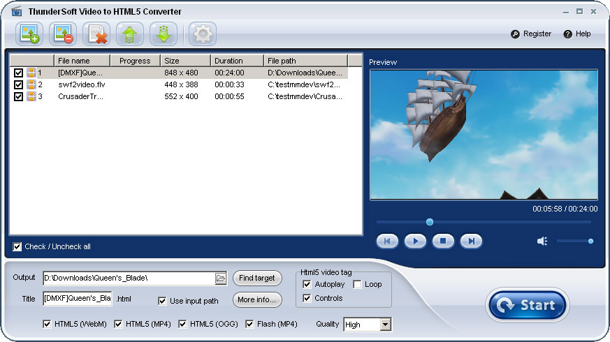 ThunderSoft Video to HTML5 Converter Windows 11 download